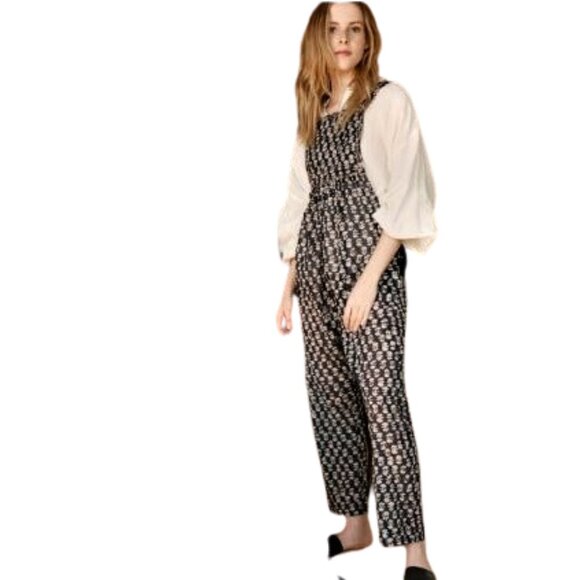 Rare Doen floral block print overalls jumpsuit - Picture 1 of 15